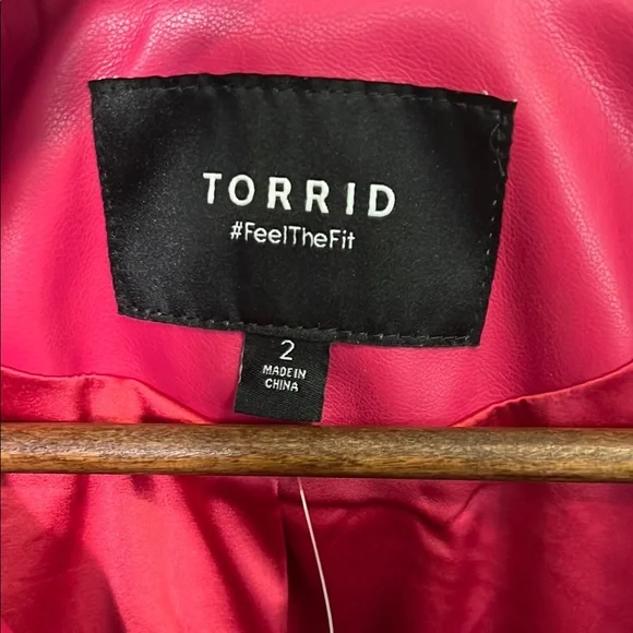 Torrid Pink Faux Leather Moto Jacket, Size 2 - Picture 3 of 8